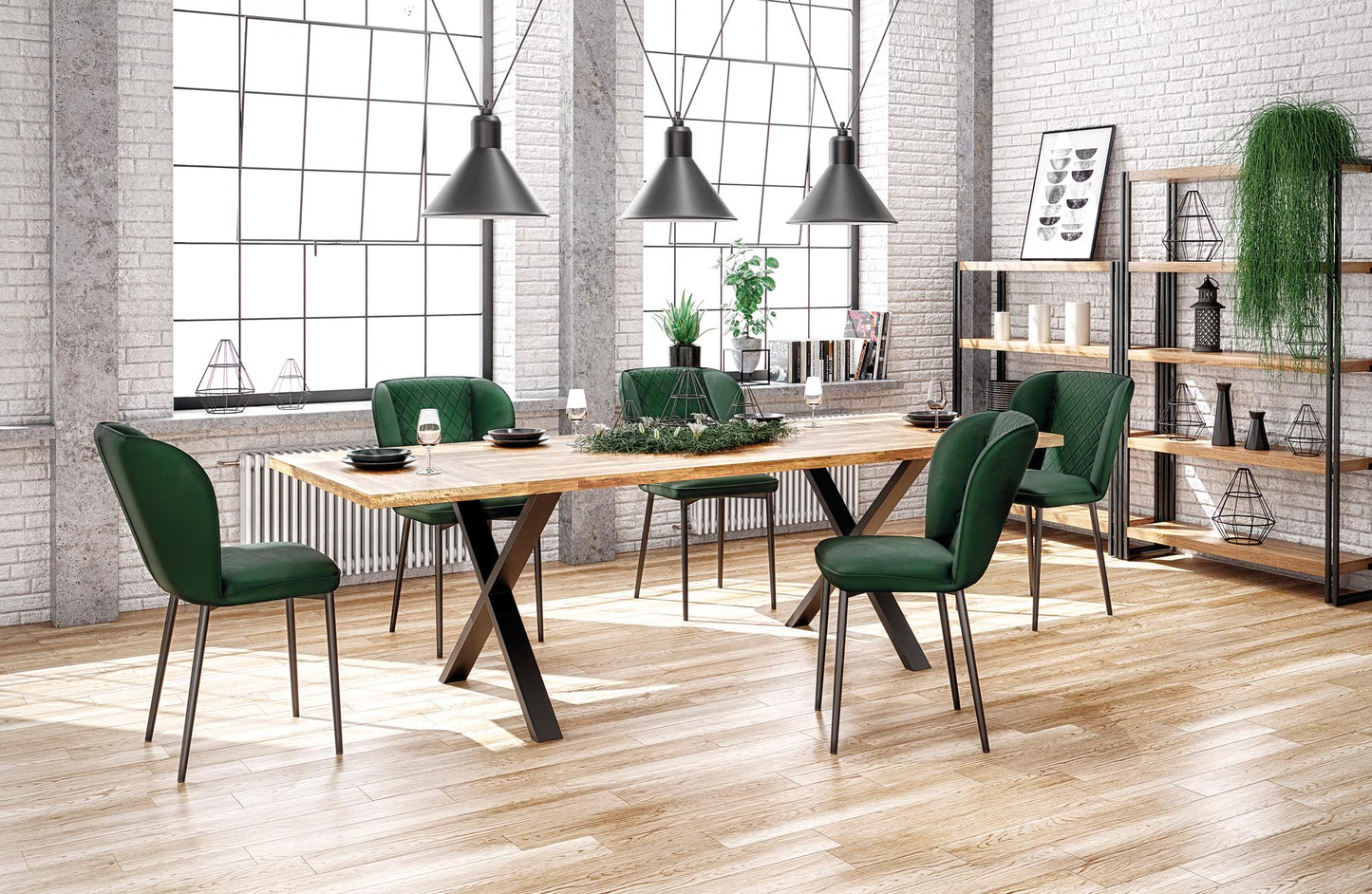 Kitchen Table East Washington | size: Length: 90cm, Width: 160cm, Height: 76cm | color: Black/Oak | image: 5 | variant: 1006850