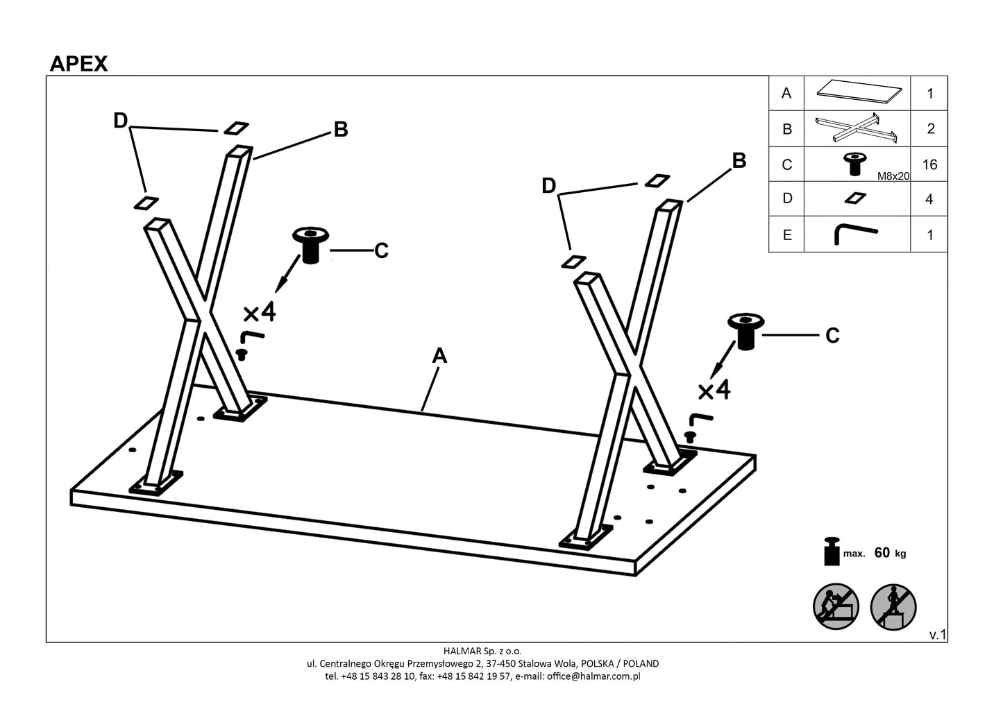 Kitchen Table East Washington | size: Length: 90cm, Width: 160cm, Height: 76cm | color: Black/Oak | image: 7 | variant: 1006850