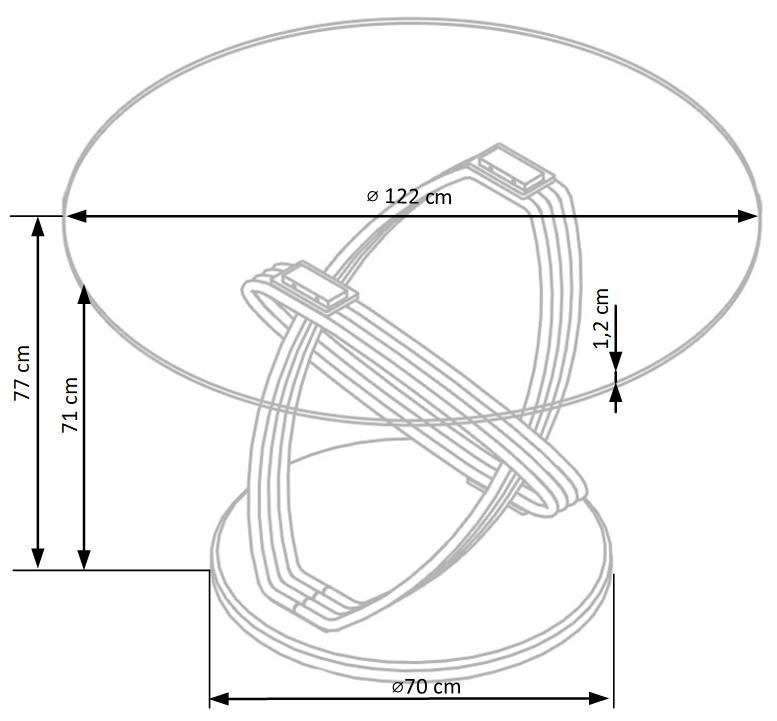 Kitchen Table East Wellington | size: Length: 120cm, Width: 120cm, Height: 77cm, Diameter: 120cm | color: Transparent | image: 9 | variant: 1006835