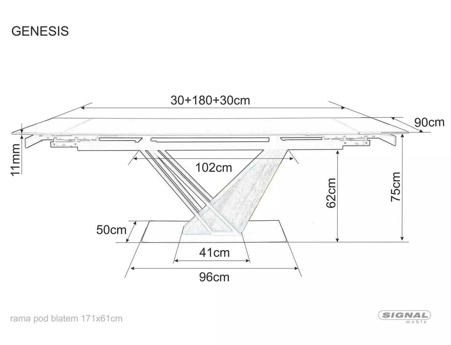 Kitchen Table Genesis 1 | size: Length: 90cm, Width: 240cm, Height: 75cm | color: Black | image: 5 | variant: 1006610