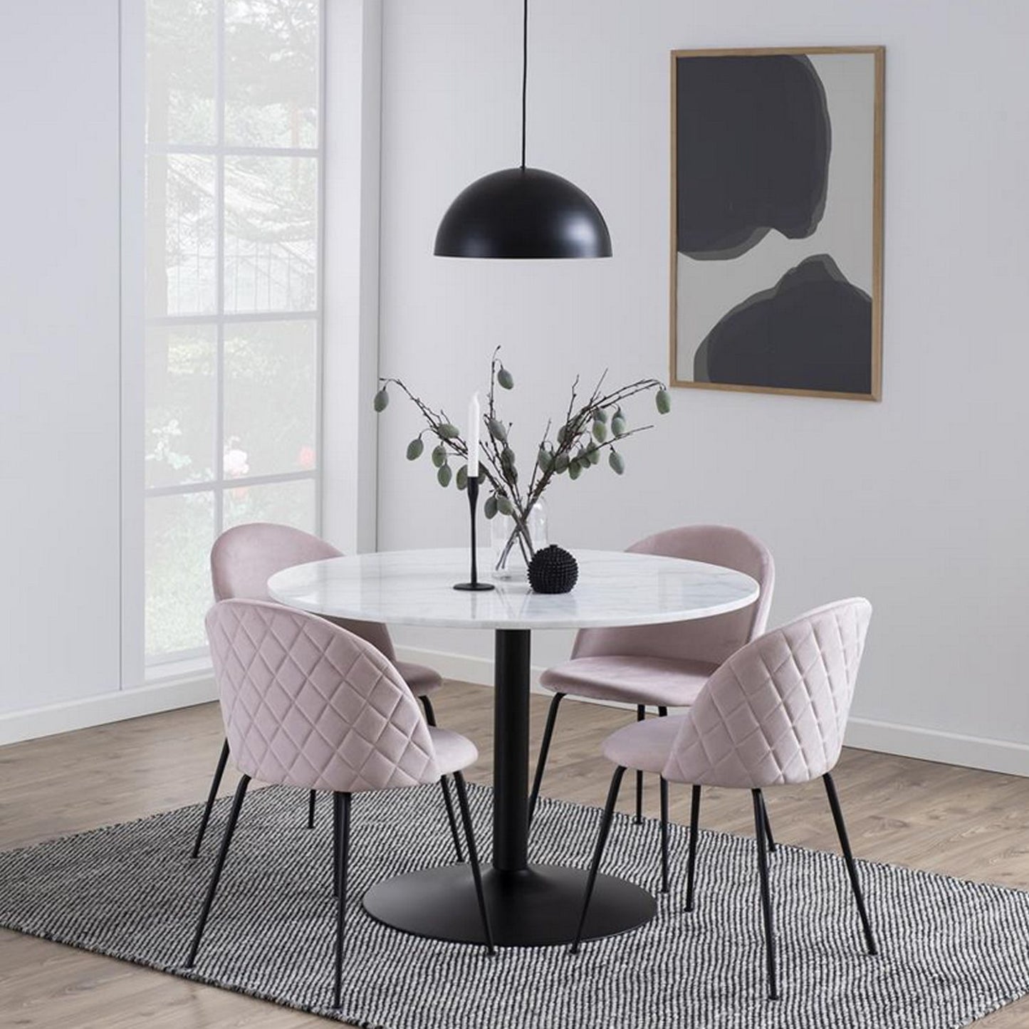 Kitchen Table Lausanne | size: Length: 110cm, Width: 110cm, Height: 75cm, Diameter: 110cm | color: White/Black | image: 3 | variant: 1001578