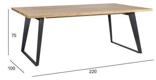Kitchen Table Lisabona | size: Length: 100cm, Width: 220cm, Height: 75cm | color: Black/Oak | image: 4 | variant: 1011774