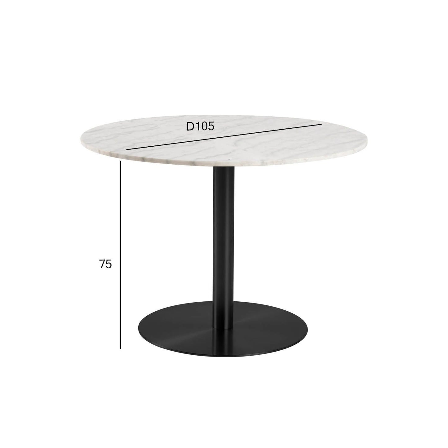 Kitchen Table Milan | size: Length: 105cm, Width: 105cm, Height: 75cm, Diameter: 105cm | color: White/Black | image: 1 | variant: 1001561