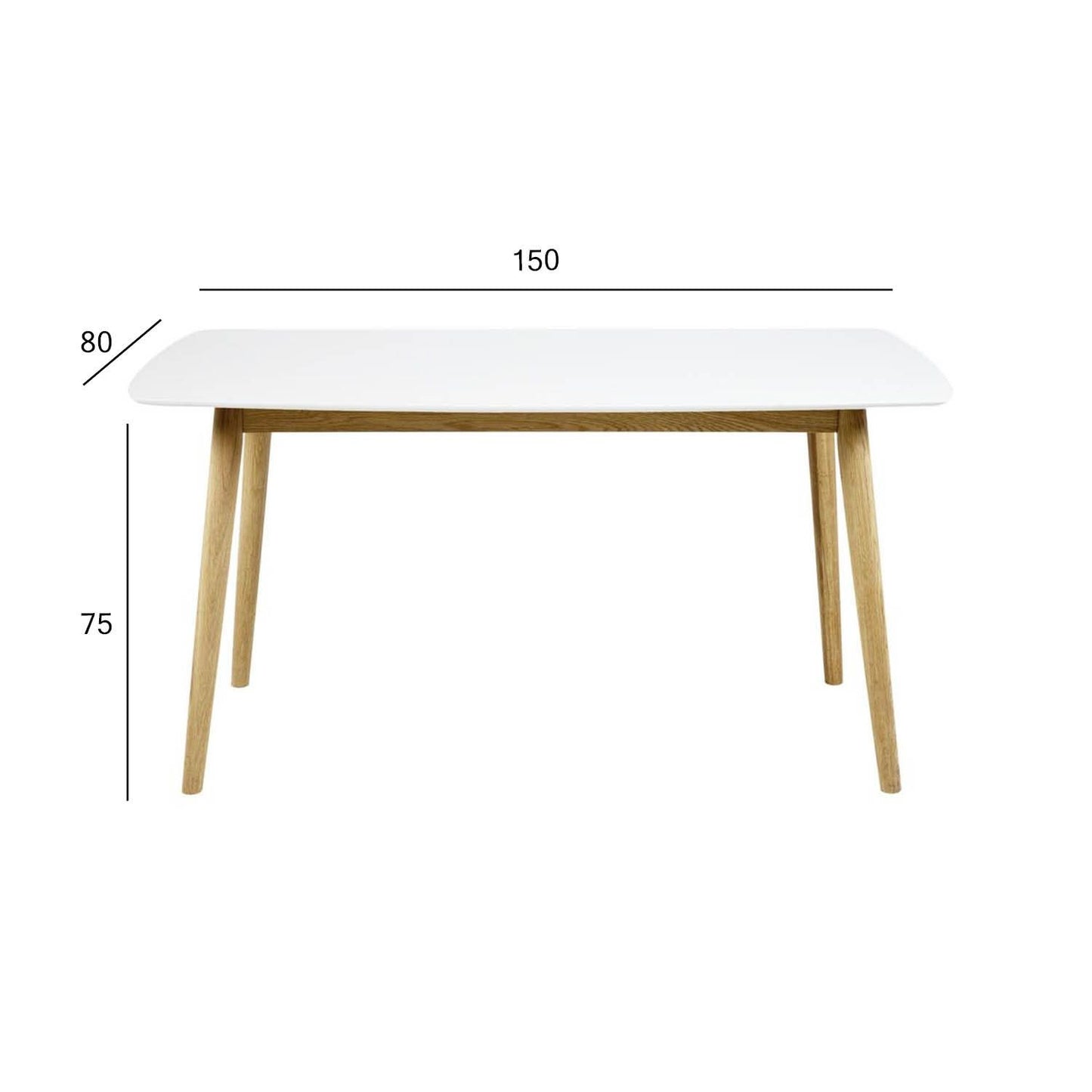 Kitchen Table Nagano 1 | size: Length: 80cm, Width: 150cm, Height: 75.5cm | color: White | image: 1 | variant: 1006491