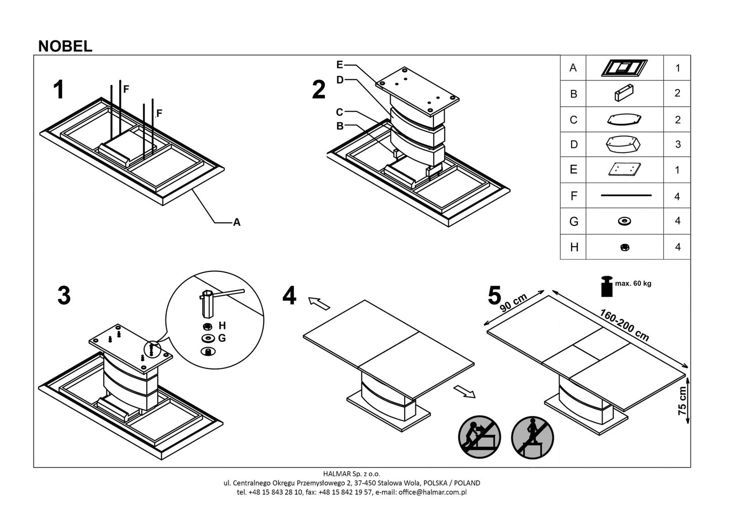 Kitchen Table Nobel | size: Length: 90cm, Width: 200cm, Height: 75cm | color: White | image: 9 | variant: 1011297
