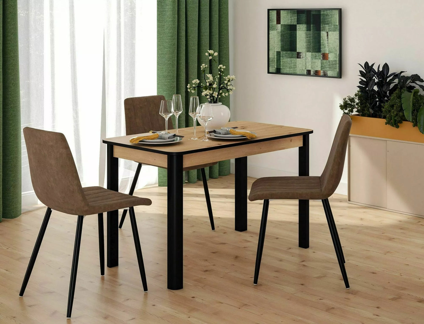 Kitchen Table Preston | size: Length: 68cm, Width: 160cm, Height: 75cm | color: Brown | image: 5 | variant: 1004307