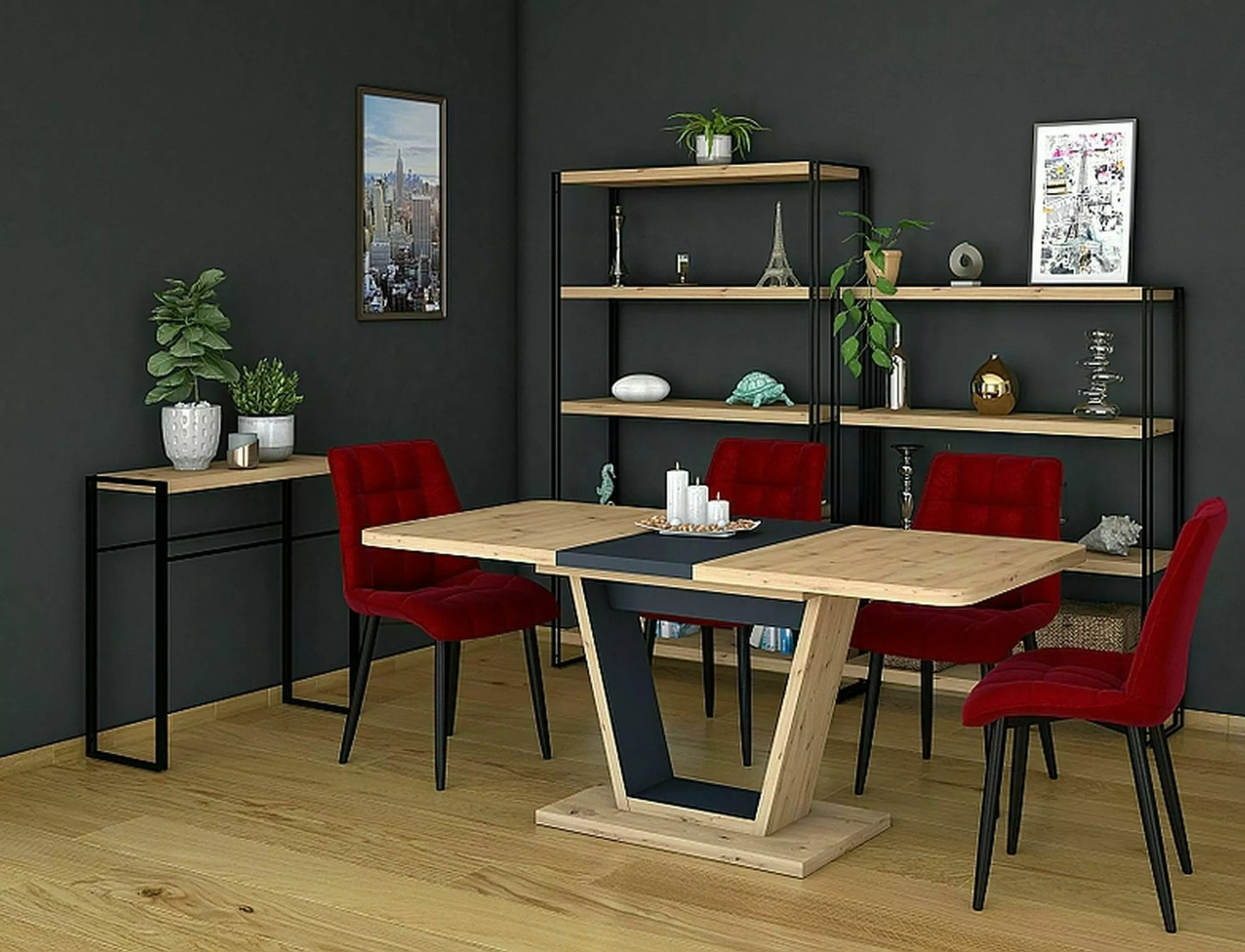 Kitchen Table Rotherham | size: Length: 80cm, Width: 160cm, Height: 76cm | color: Brown/Oak | image: 2 | variant: 1004317