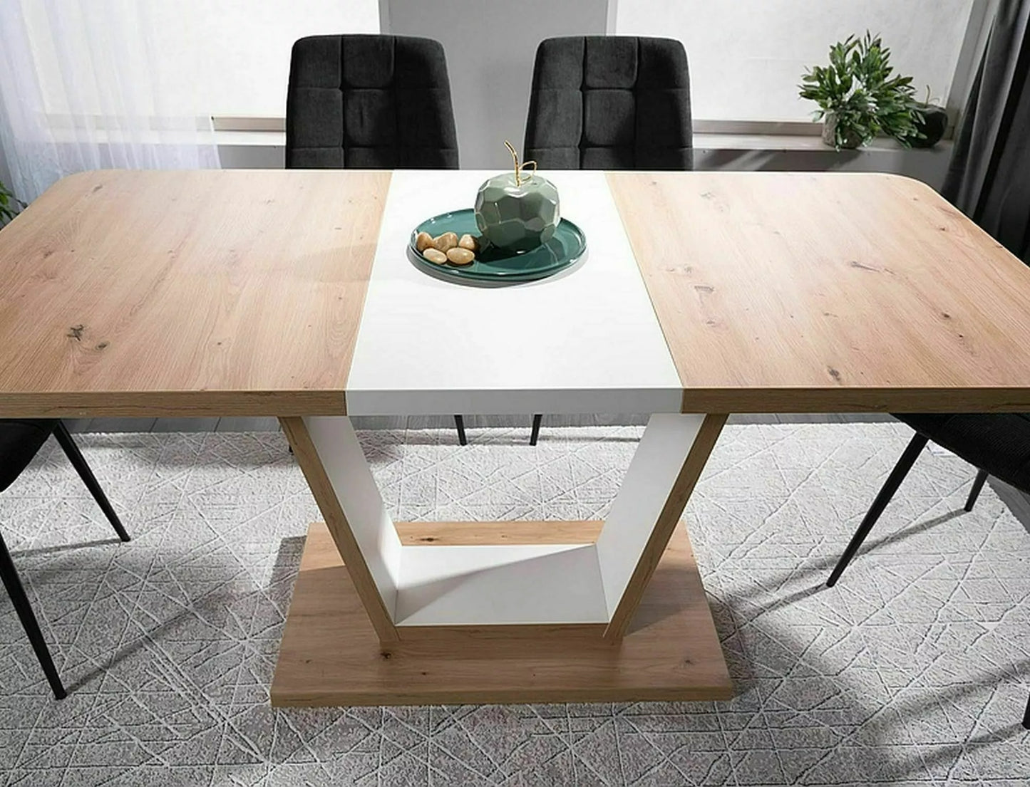 Kitchen Table Rotherham | size: Length: 80cm, Width: 160cm, Height: 76cm | color: White/Oak | image: 4 | variant: 1004316