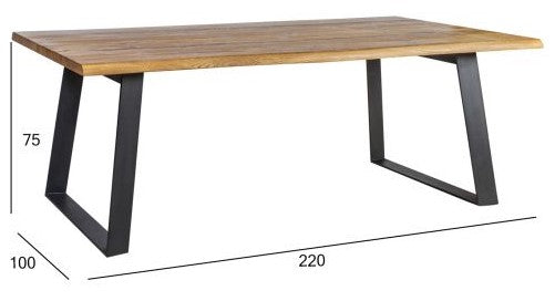Kitchen Table Rotterdam | size: Length: 100cm, Width: 220cm, Height: 75cm | color: Black/Oak | image: 4 | variant: 1011316