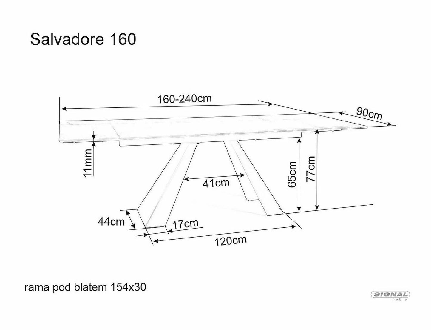 Kitchen Table Salvadore 1 | size: Length: 90cm, Width: 240cm, Height: 77cm | color: Black | image: 4 | variant: 1006647
