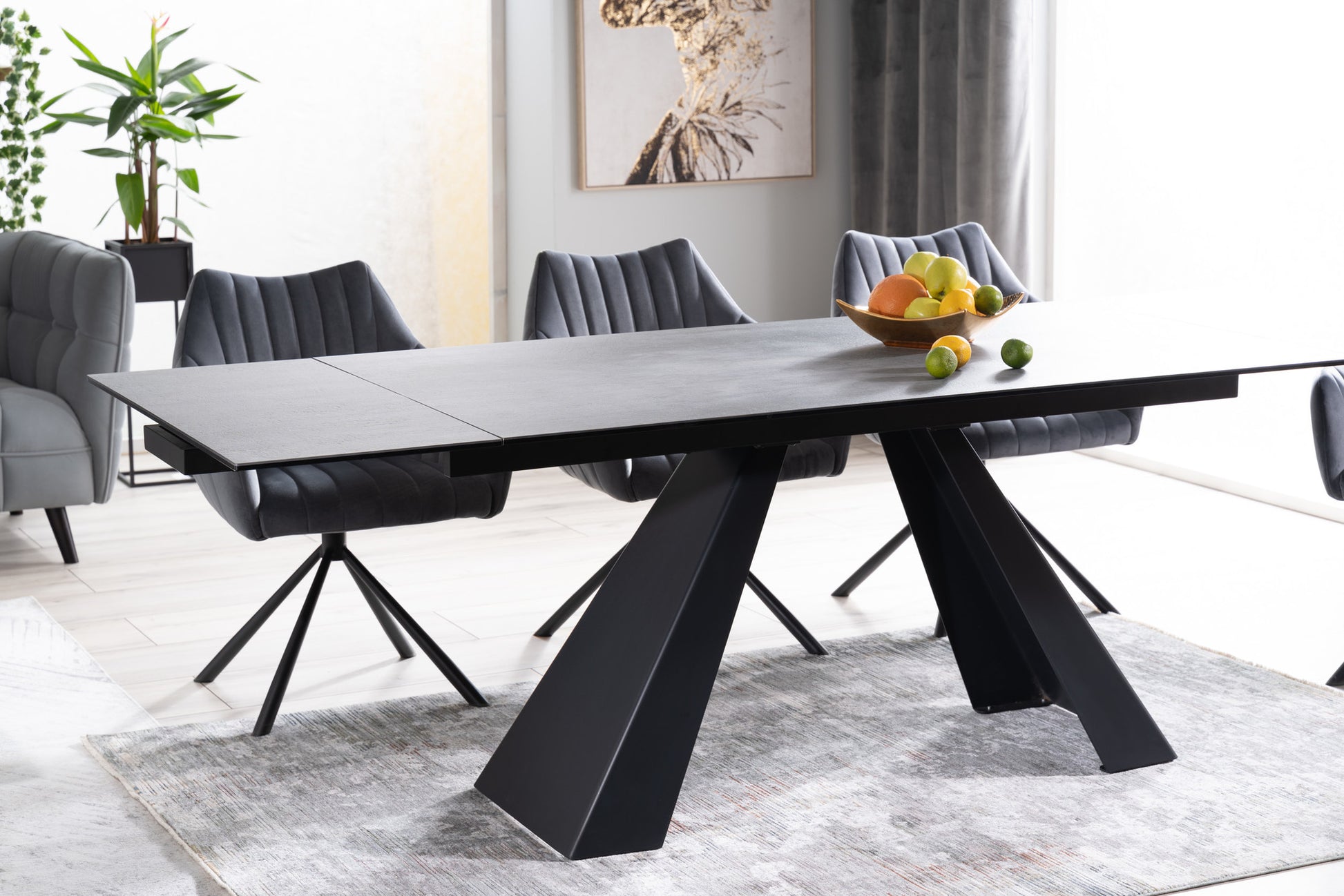Kitchen Table St Helens | size: Length: 90cm, Width: 260cm, Height: 76cm | color: Black/Grey | image: 5 | variant: 1007819
