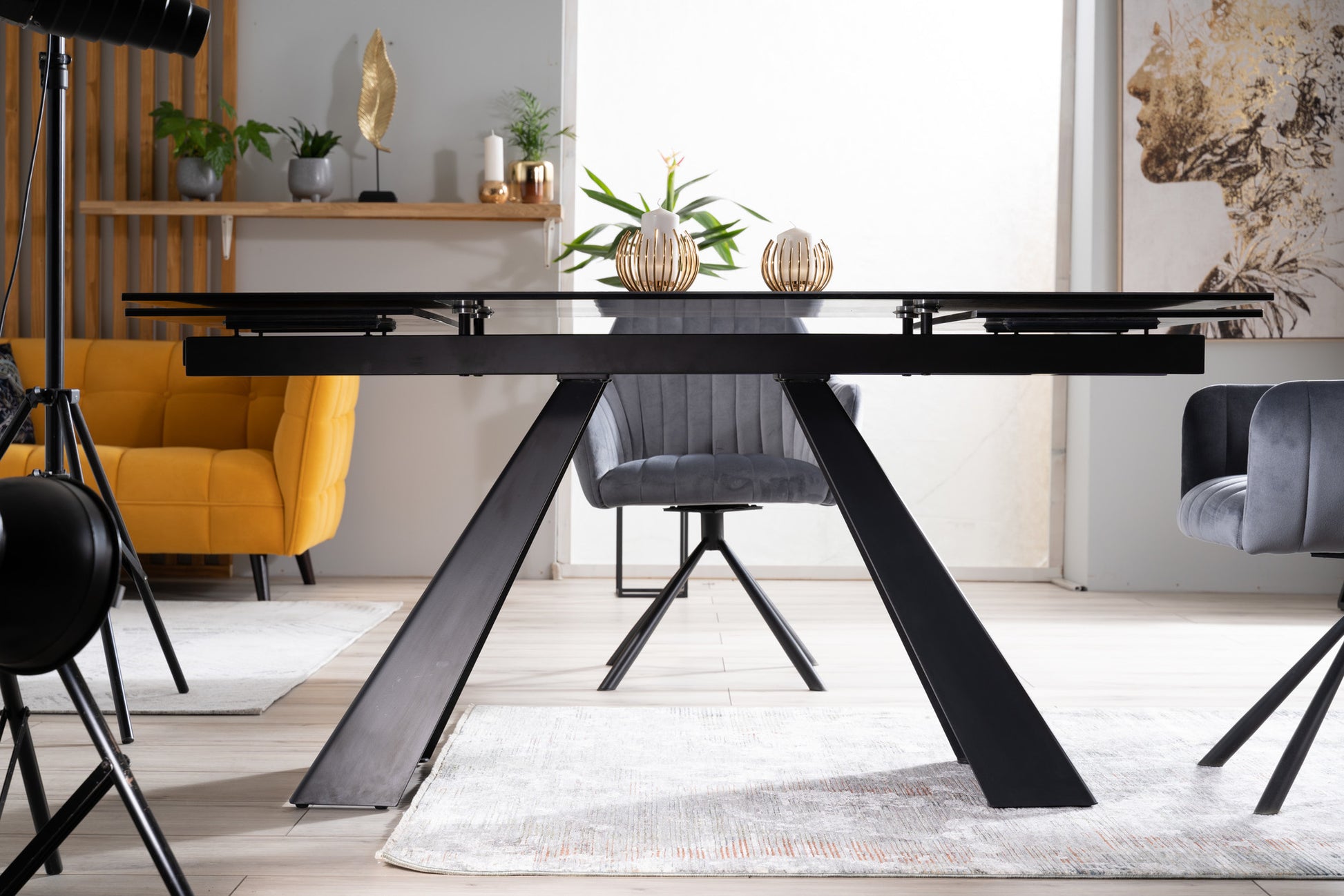 Kitchen Table St Helens | size: Length: 90cm, Width: 260cm, Height: 76cm | color: Black/Grey | image: 8 | variant: 1007819
