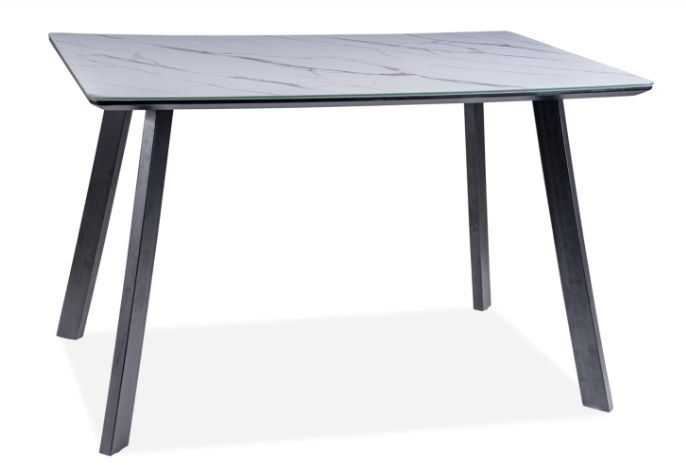 Kitchen Table West Barcelona | size: Length: 80cm, Width: 120cm, Height: 75cm | color: White/Marble/Black | image: 1 | variant: 1007677