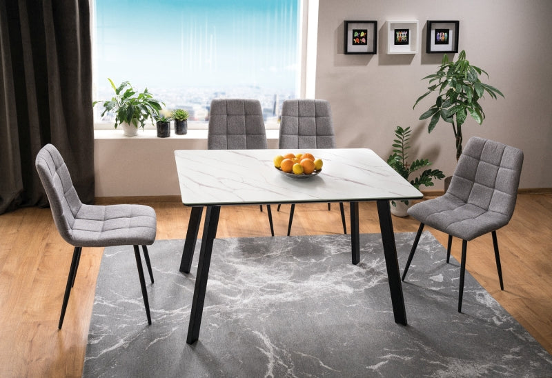 Kitchen Table West Barcelona | size: Length: 80cm, Width: 120cm, Height: 75cm | color: White/Marble/Black | image: 2 | variant: 1007677