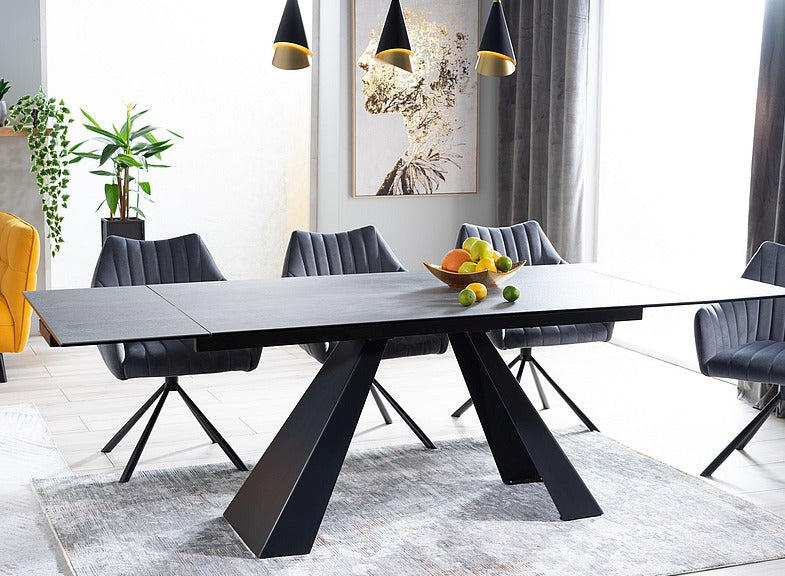 Kitchen Table West Benevento | size: Length: 80cm, Width: 180cm, Height: 76cm | color: Black | image: 2 | variant: 1007902