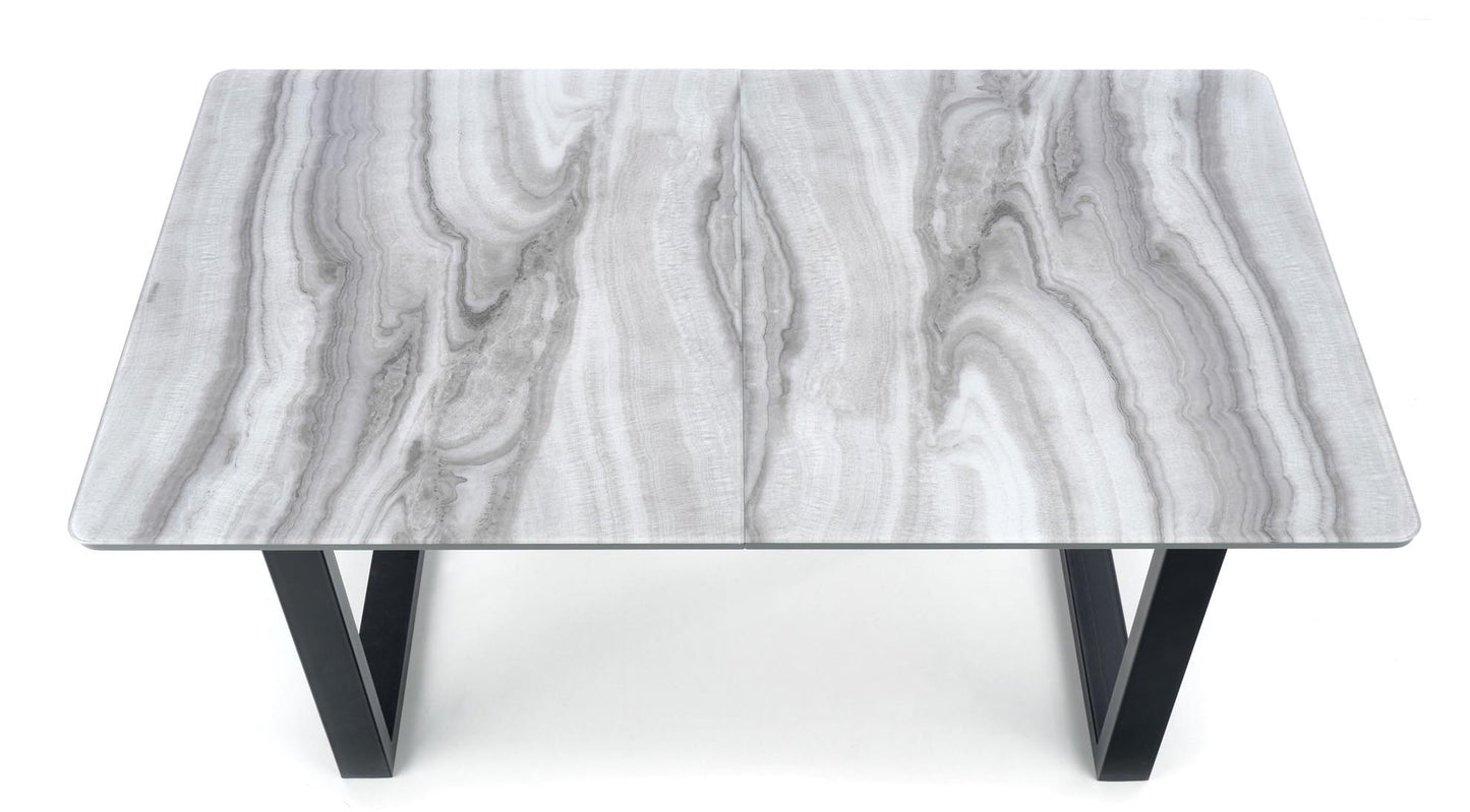 Kitchen Table West Bromley | size: Length: 90cm, Width: 200cm, Height: 76cm | color: Marble/Black/Grey | image: 7 | variant: 1007266
