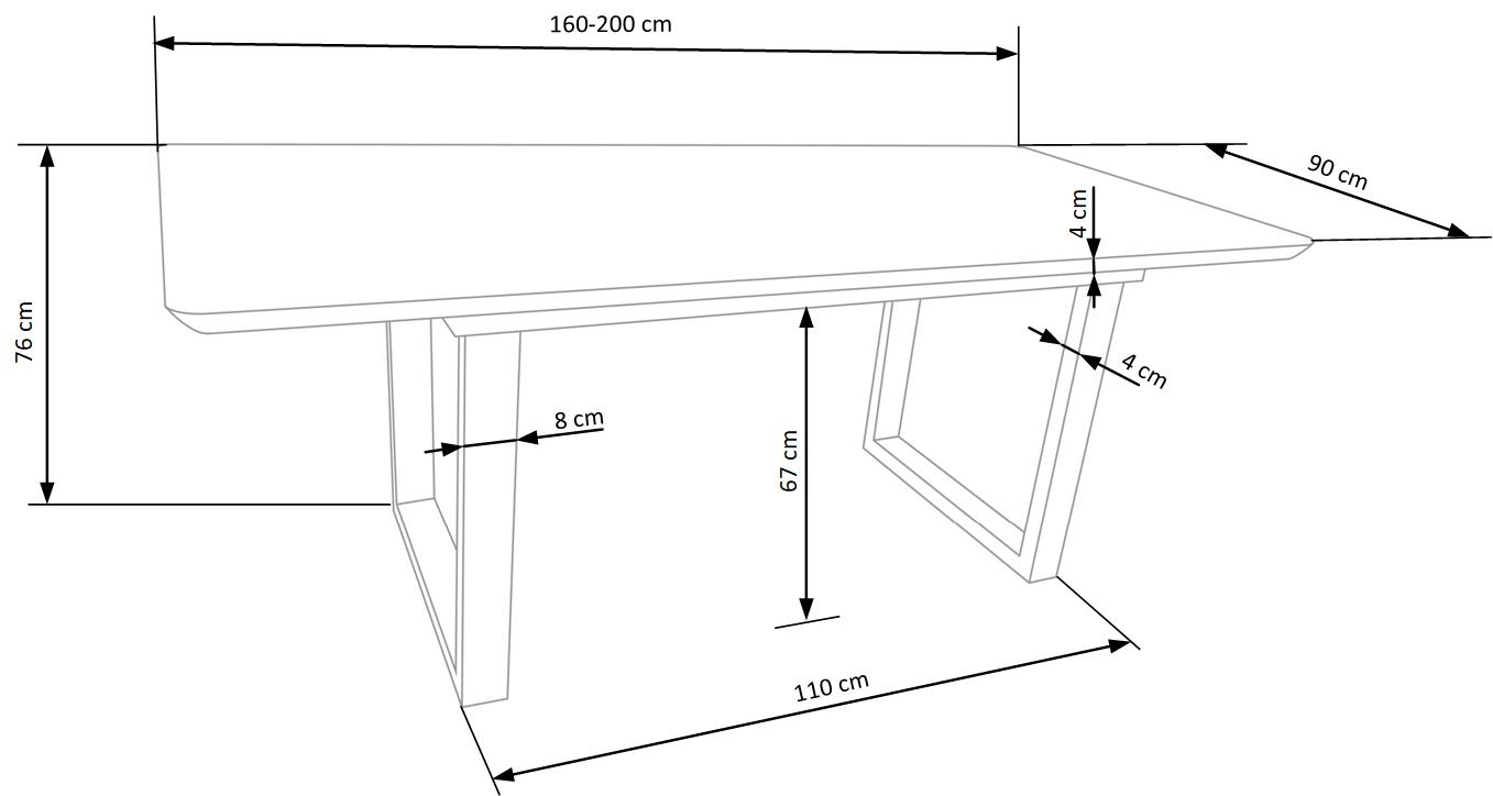 Kitchen Table West Bromley | size: Length: 90cm, Width: 200cm, Height: 76cm | color: Marble/Black/Grey | image: 9 | variant: 1007266