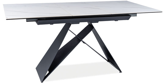 Kitchen Table West Caserta | size: Length: 80cm, Width: 160cm, Height: 76cm | color: White/Marble/Black | image: 1 | variant: 1007906