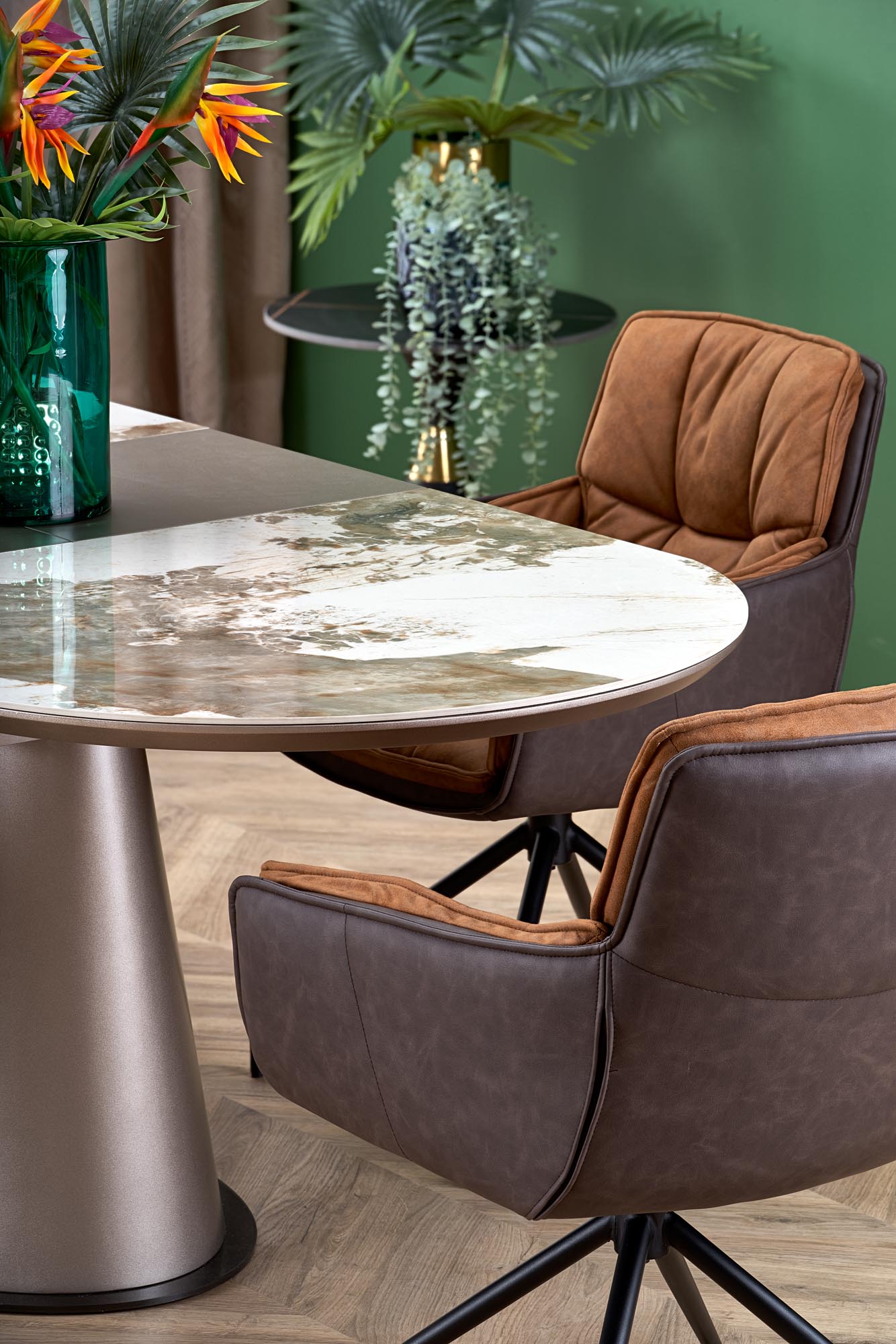 Kitchen Table West Cwmbran | size: Length: 90cm, Width: 200cm, Height: 76cm | color: Beige/Coffee/Marble | image: 8 | variant: 1007411