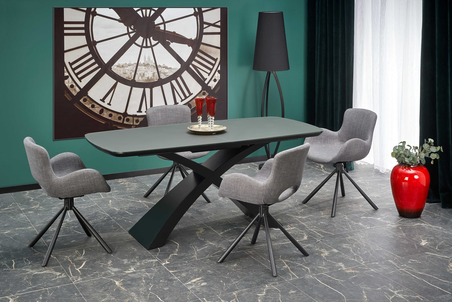Kitchen Table West Dartford | size: Length: 89cm, Width: 220cm, Height: 75cm | color: Black/Grey | image: 6 | variant: 1007270