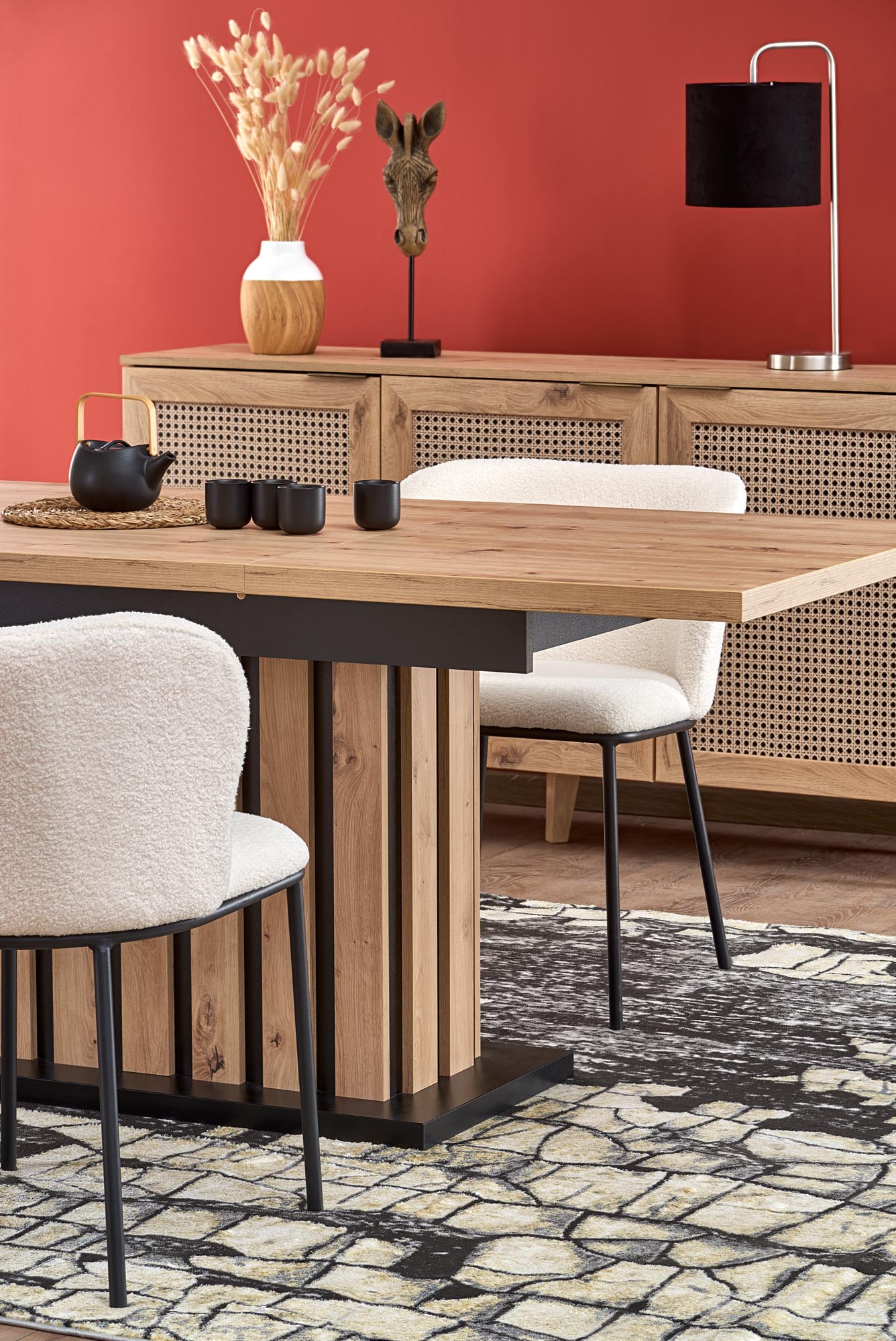 Kitchen Table West Llanidloes | size: Length: 80cm, Width: 210cm, Height: 76cm | color: Black/Oak | image: 3 | variant: 1007393