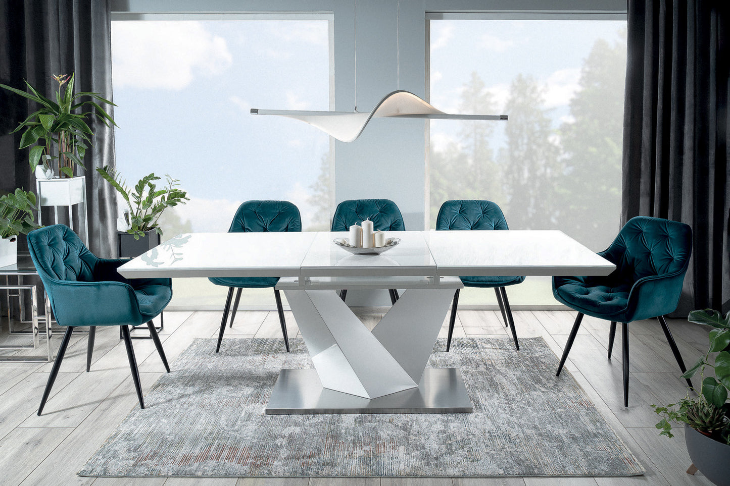 Kitchen Table West Padua | size: Length: 90cm, Width: 220cm, Height: 75cm | color: White | image: 3 | variant: 1007769
