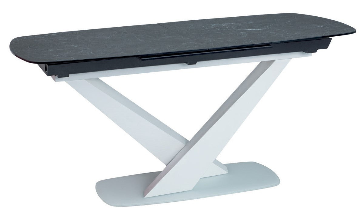 Kitchen Table West Santiago | size: Length: 90cm, Width: 220cm, Height: 76cm | color: White/Marble/Grey | image: 2 | variant: 1007687