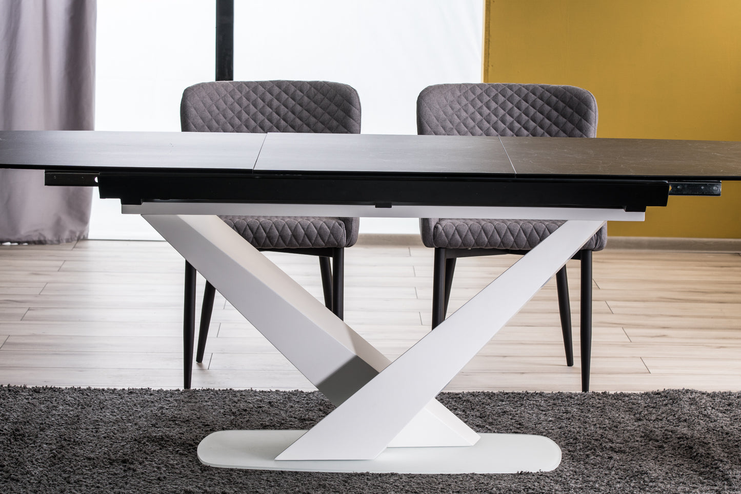 Kitchen Table West Santiago | size: Length: 90cm, Width: 220cm, Height: 76cm | color: White/Marble/Grey | image: 4 | variant: 1007687