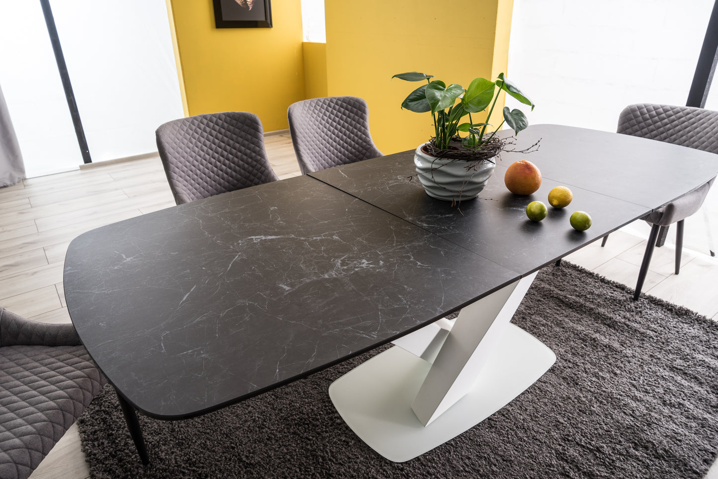 Kitchen Table West Santiago | size: Length: 90cm, Width: 220cm, Height: 76cm | color: White/Marble/Grey | image: 5 | variant: 1007687