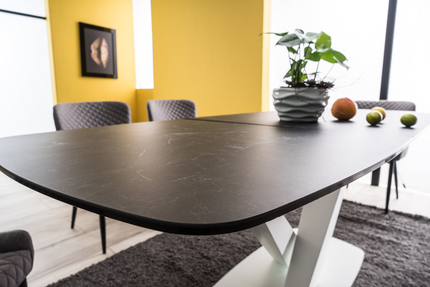 Kitchen Table West Santiago | size: Length: 90cm, Width: 220cm, Height: 76cm | color: White/Marble/Grey | image: 6 | variant: 1007687