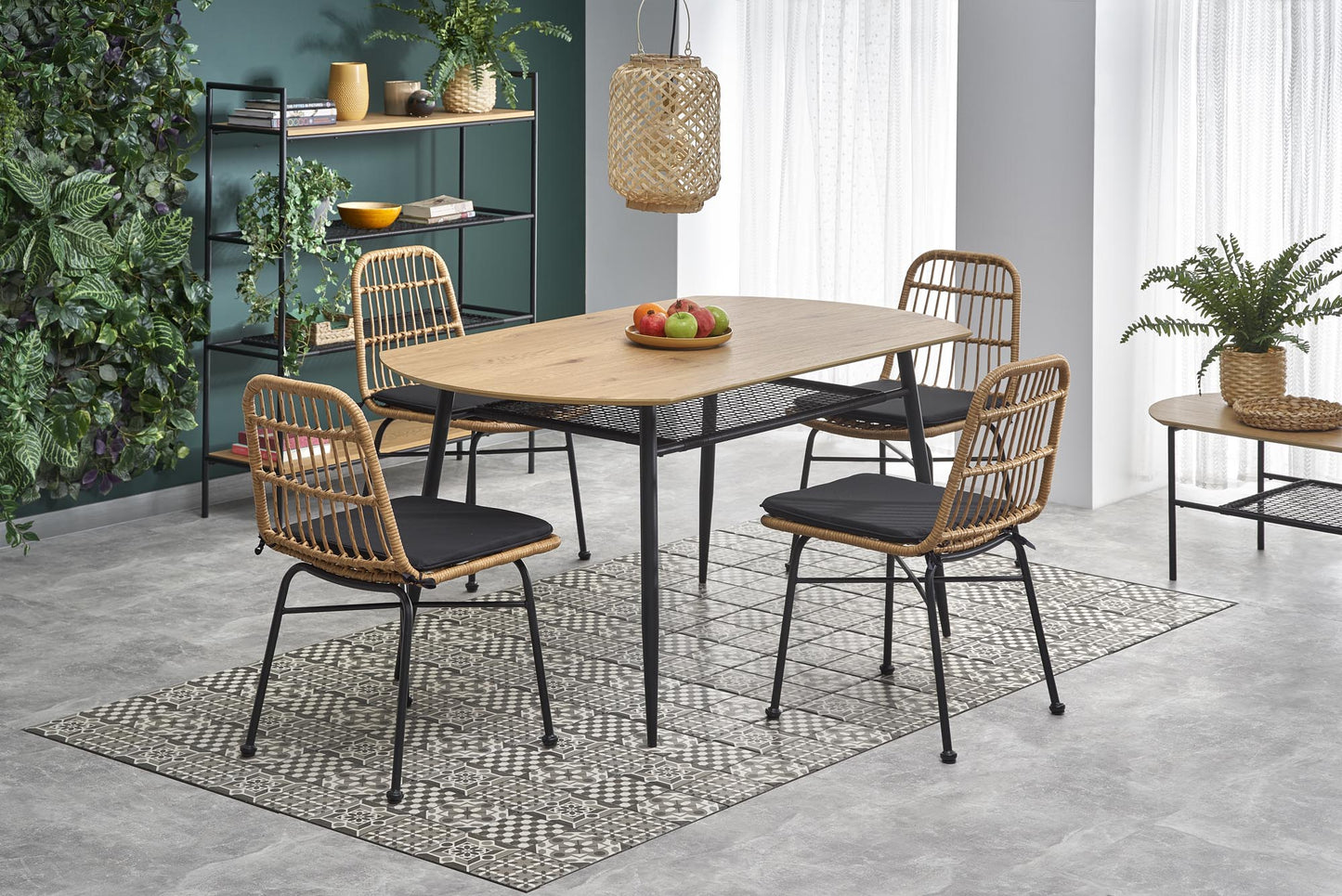 Kitchen Table West Scarborough | size: Length: 90cm, Width: 160cm, Height: 77cm | color: Black/Oak | image: 2 | variant: 1007115