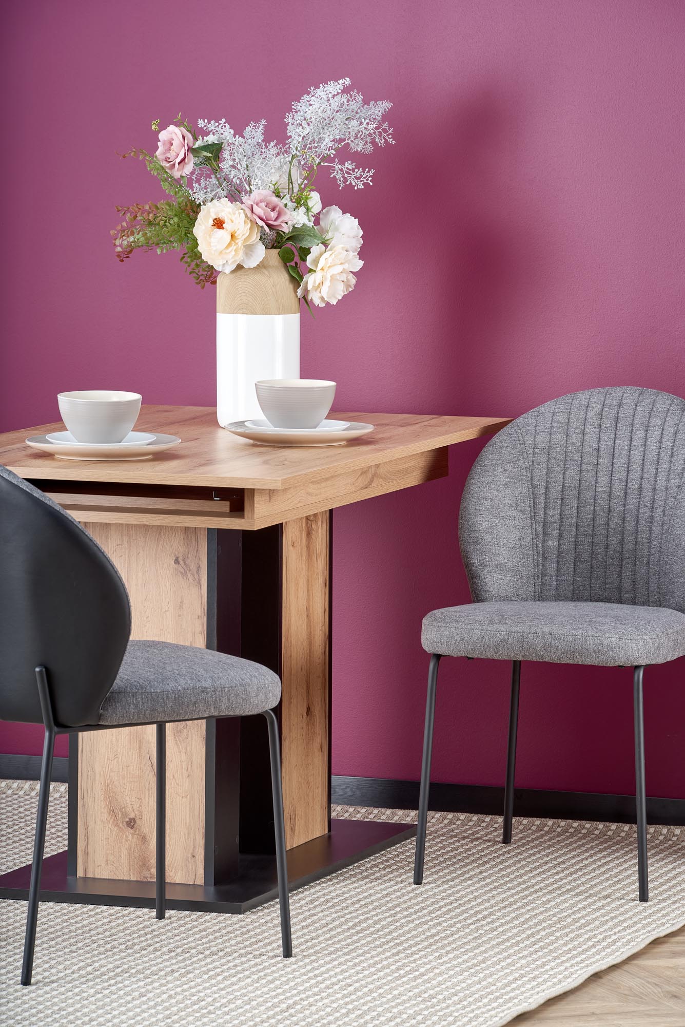 Kitchen Table West Sutton | size: Length: 85cm, Width: 175cm, Height: 77cm | color: Black/Oak | image: 9 | variant: 1007264