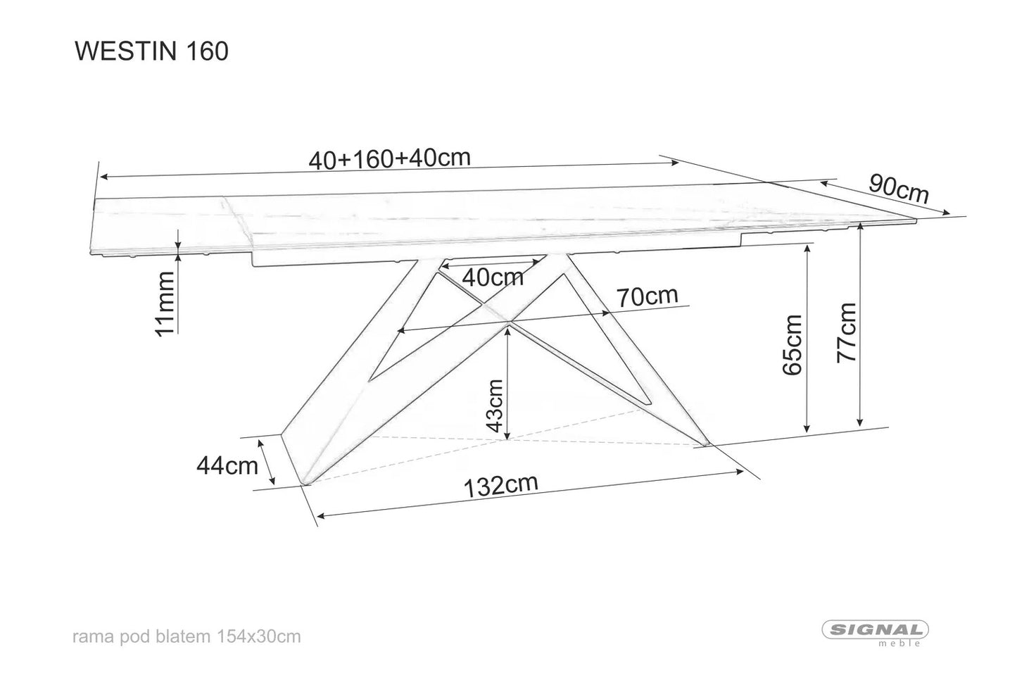 Kitchen Table Westin | size: Length: 90cm, Width: 240cm, Height: 77cm | color: Brown | image: 4 | variant: 1006660
