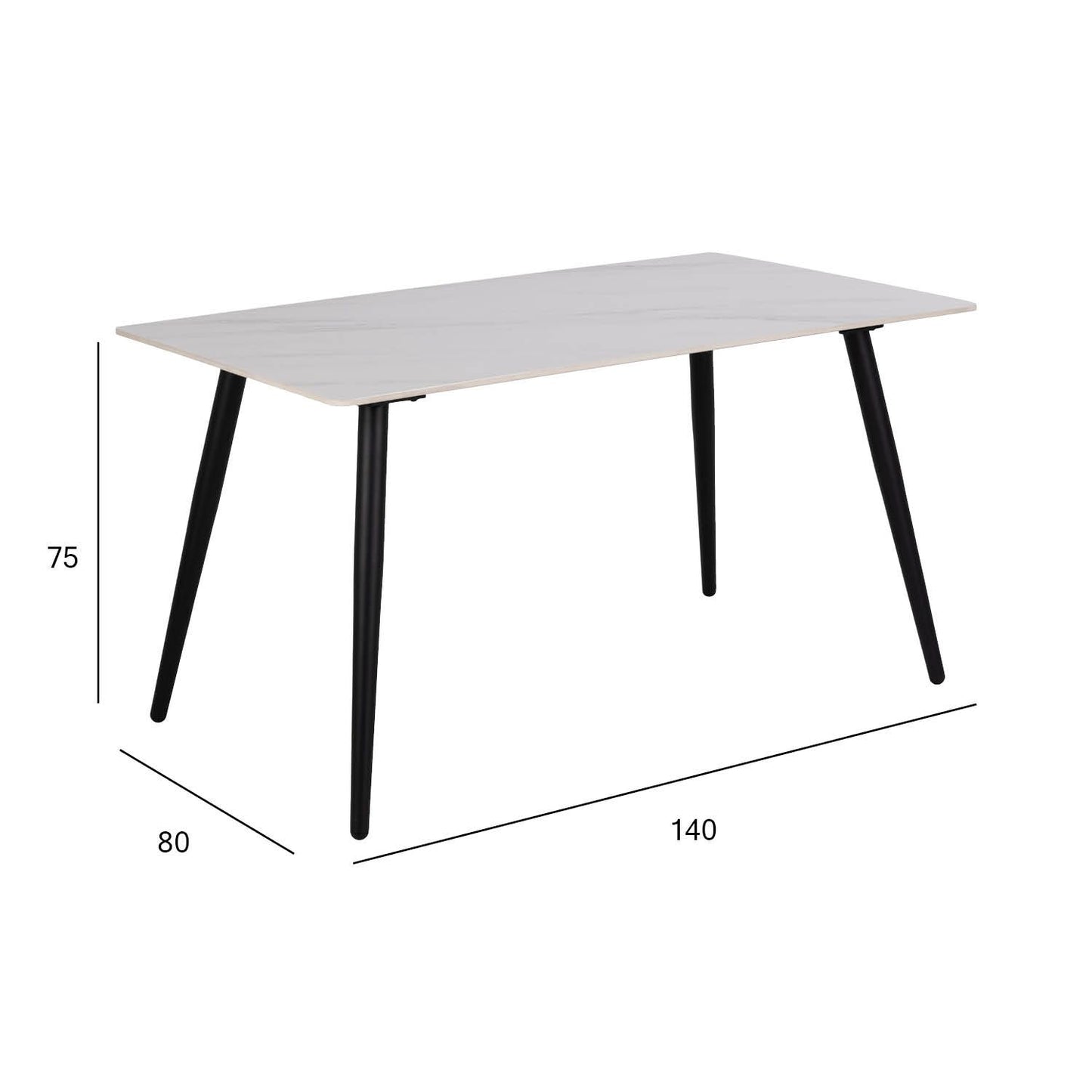 Kitchen Table Wicklow | size: Length: 80cm, Width: 140cm, Height: 75cm | color: White | image: 4 | variant: 1017885