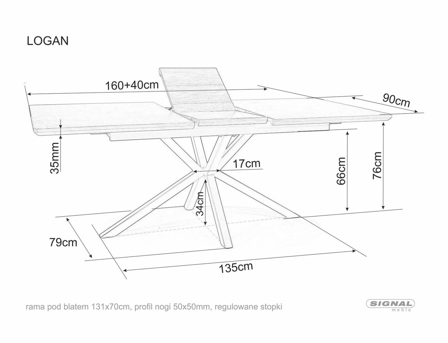 Kitchen Table Worthing | size: Length: 90cm, Width: 200cm, Height: 75cm | color: Brown | image: 4 | variant: 1004380