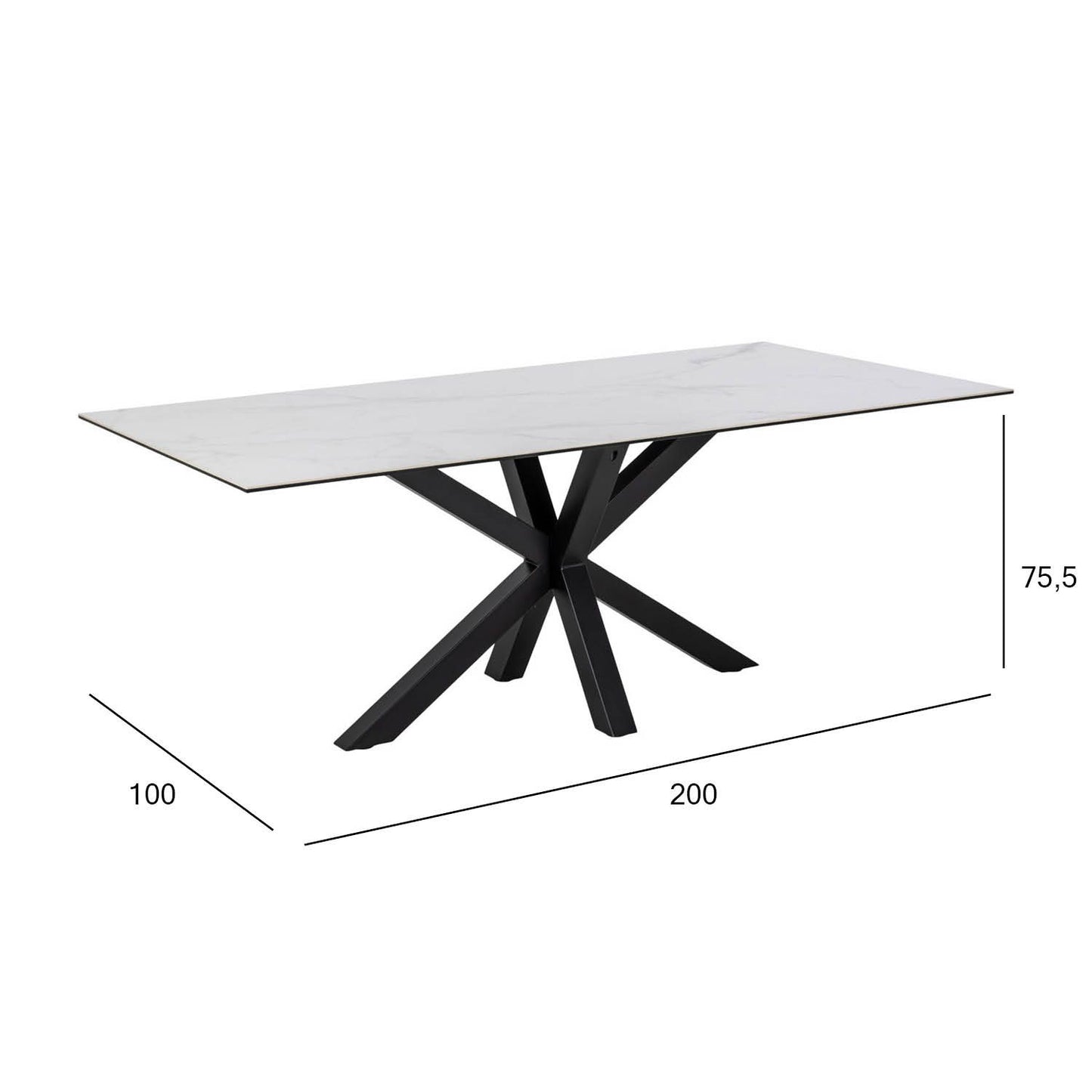 Kitchen Table Zurich | size: Length: 100cm, Width: 200cm, Height: 75.5cm | color: White | image: 3 | variant: 1001564