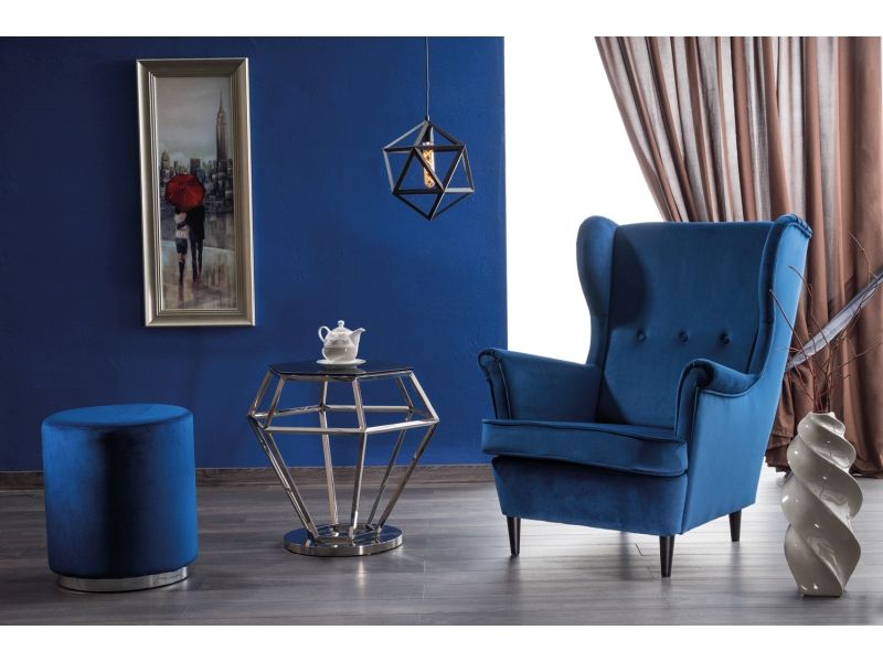 Lounge Chair Cologne | size: Width: 72cm, Height: 101cm, Depth: 56cm | color: Blue | image: 3 | variant: 1004086