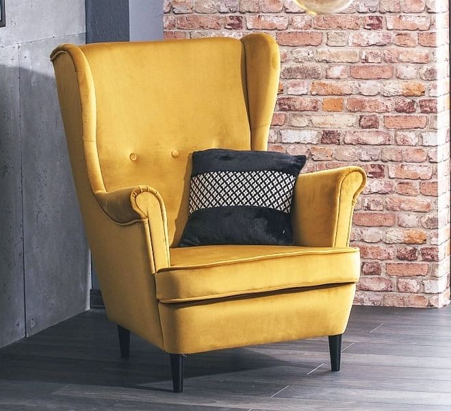 Lounge Chair Cologne | size: Width: 72cm, Height: 101cm, Depth: 56cm | color: Yellow | image: 3 | variant: 1004084