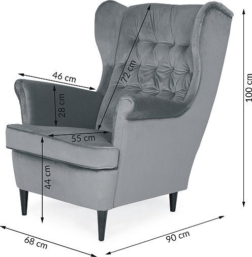 Lounge Chair Derby | size: Width: 68cm, Height: 101cm, Depth: 90cm | color: Gray | image: 3 | variant: 1004057