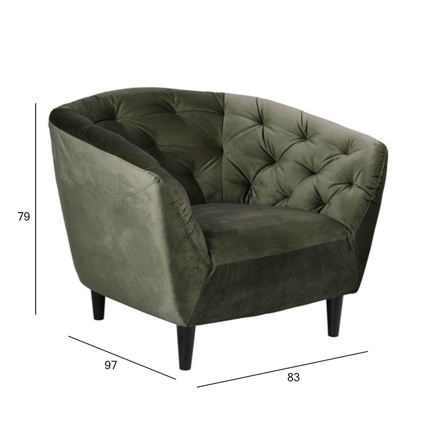 Lounge Chair East St Pierre | size: Width: 83cm, Height: 79cm, Depth: 97cm | color: Green | image: 1 | variant: 1006470
