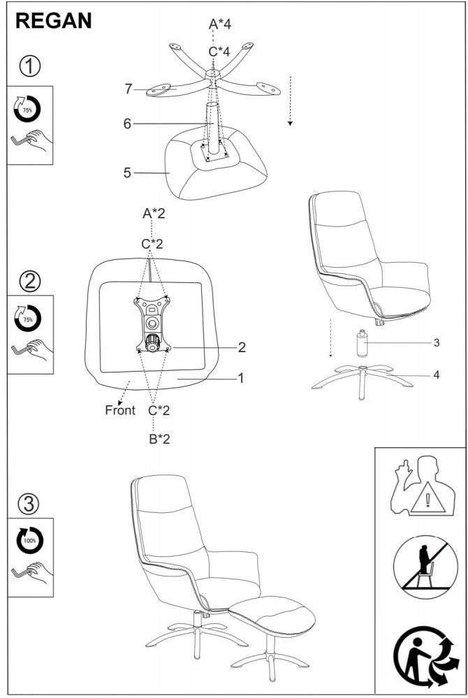 Lounge Chair Ipswich | size: Width: 75cm, Height: 104cm, Depth: 80cm | color: Blue | image: 4 | variant: 1004121