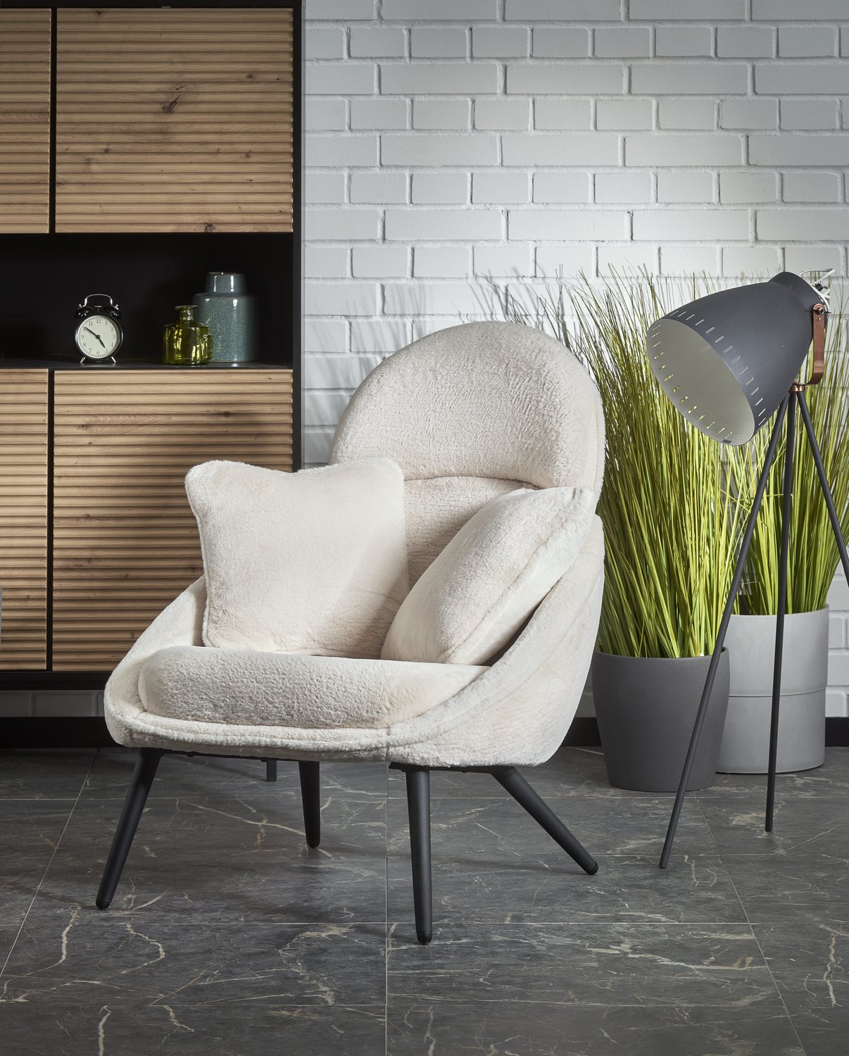 Lounge Chair Messina | size: Width: 80cm, Height: 95cm, Depth: 90cm | color: Beige/Black | image: 2 | variant: 1002795
