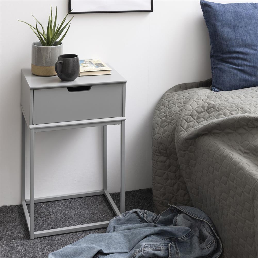 Nightstand Oakham | size: Width: 40cm, Height: 61.5cm, Depth: 30cm | color: Gray | image: 3 | variant: 1000304