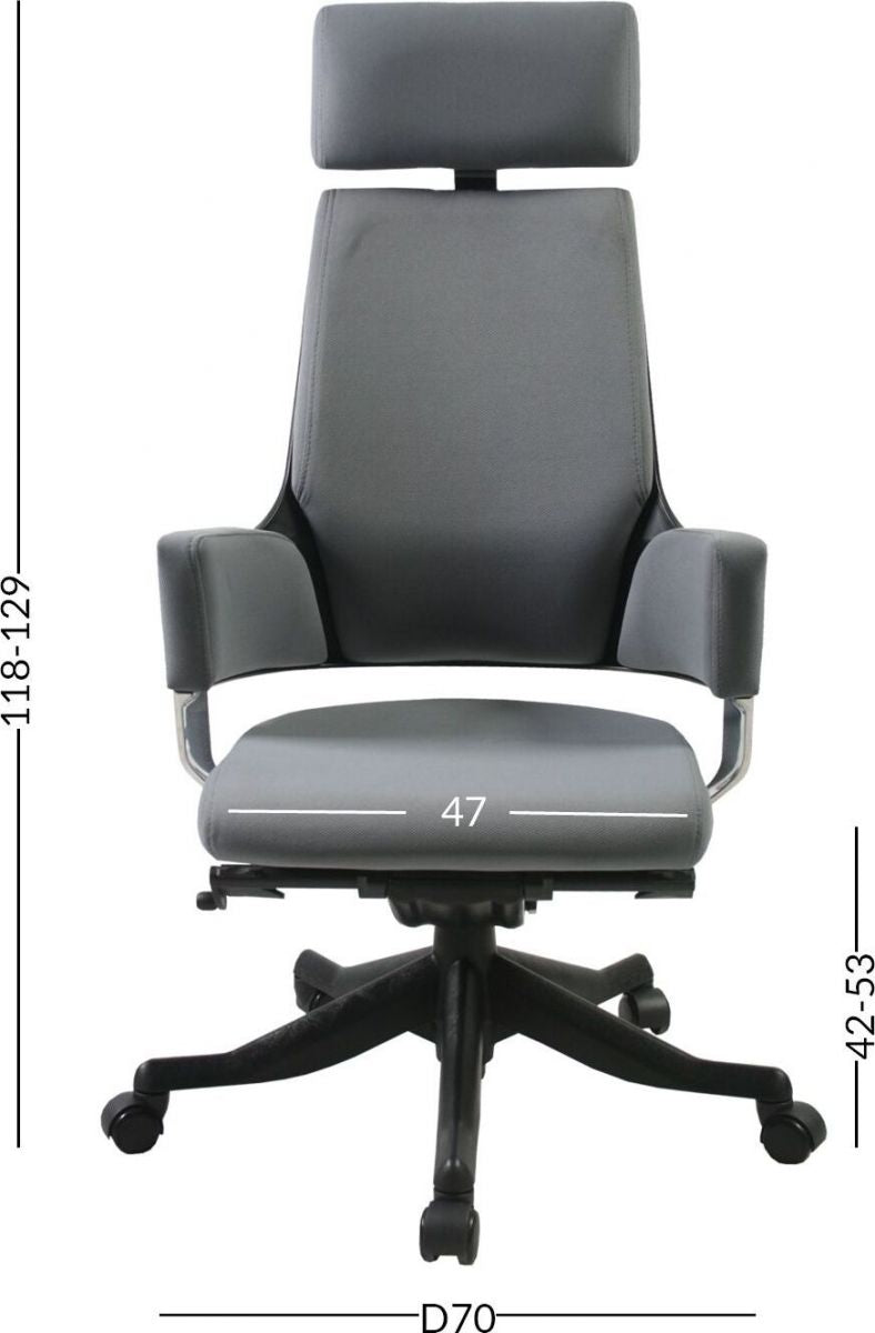 Office Chair Aberdyfi | size: Width: 60cm, Height: 116-128.5cm, Depth: 47cm | color: Gray | image: 2 | variant: 1001157