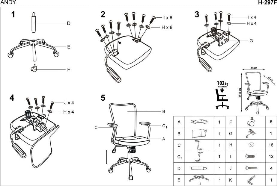 Office Chair Chepstow | size: Width: 56cm, Height: 95cm, Depth: 41cm | color: Blue | image: 4 | variant: 1002859