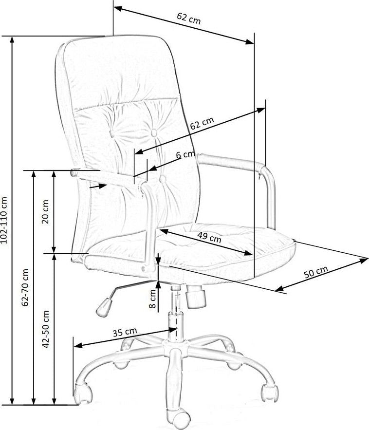 Office Chair Colin | size: Width: 54cm, Height: 110cm, Depth: 57cm | color: Gray | image: 9 | variant: 1011963