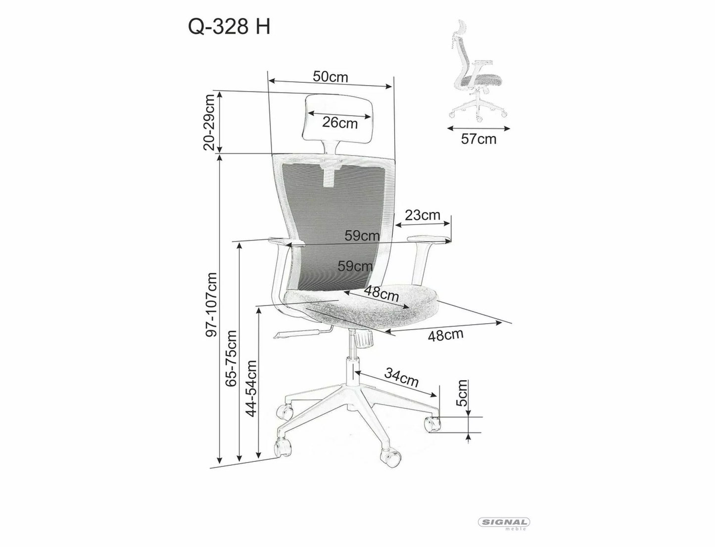 Office Chair Crewe | size: Width: 59cm, Height: 109cm, Depth: 48cm | color: Black/Grey | image: 5 | variant: 1004204