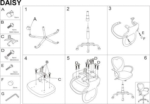 Office Chair Daisy | size: Width: 60cm, Height: 88-98cm, Depth: 47cm | color: Pink | image: 3 | variant: 1005381