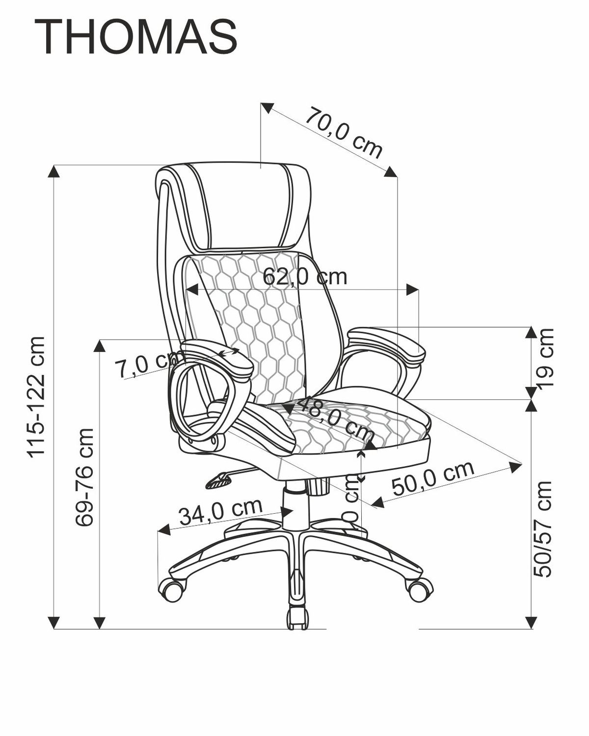 Office Chair East Bedford | size: Width: 62cm, Height: 122cm, Depth: 70cm | color: Black | image: 1 | variant: 1007572