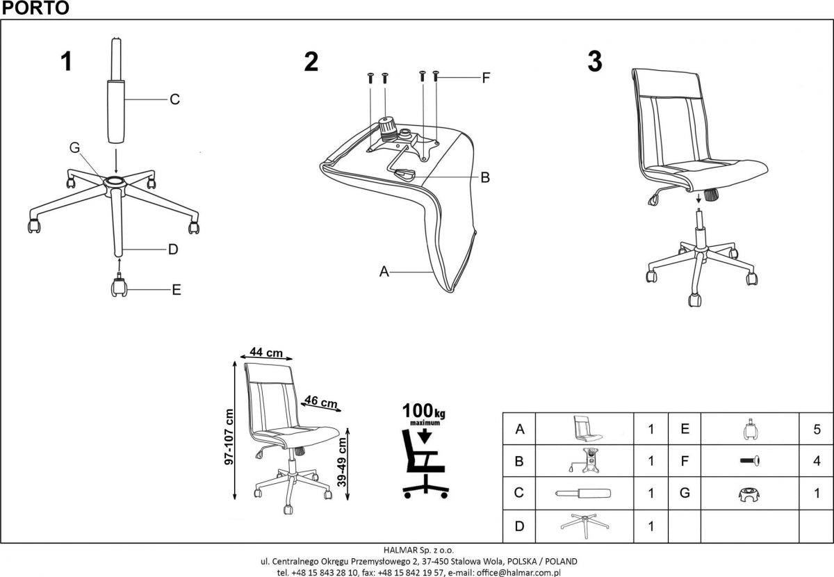 Office Chair East Bootle | size: Width: 44cm, Height: 107cm, Depth: 46cm | color: White | image: 4 | variant: 1007012